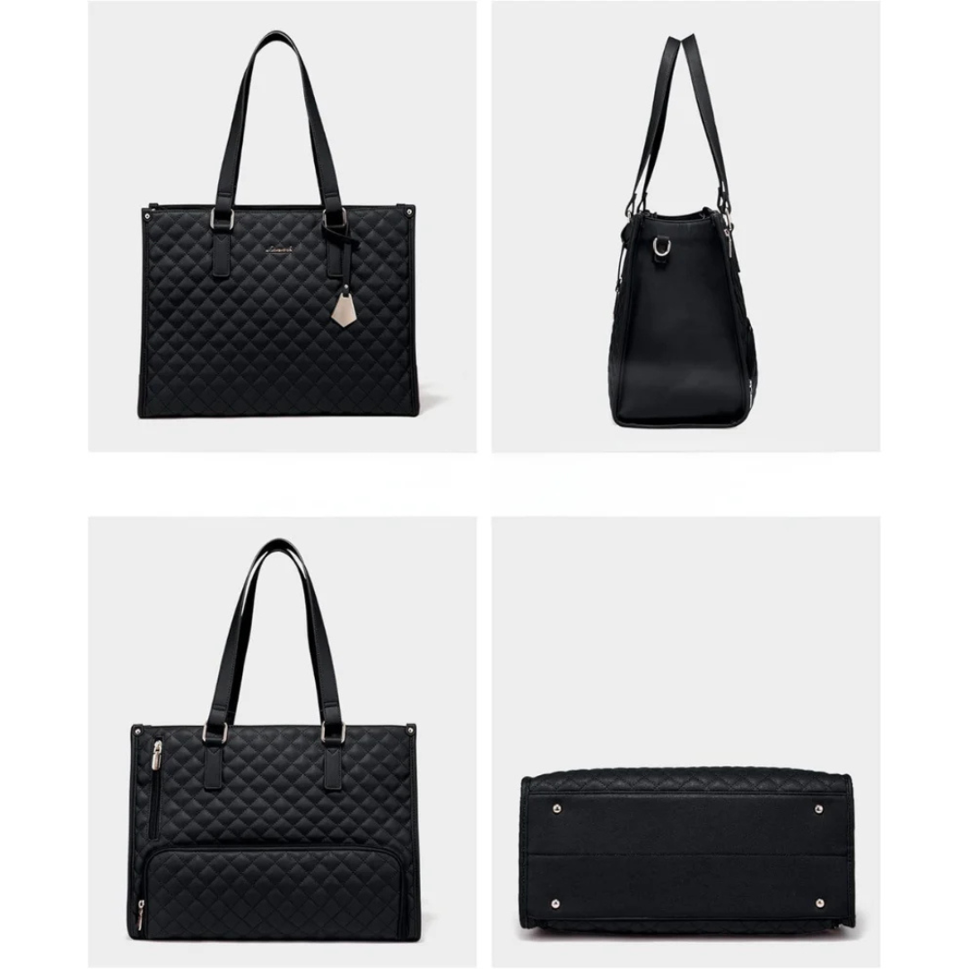 All-in-One Work Quilted Tote Bag with Clutch Purse