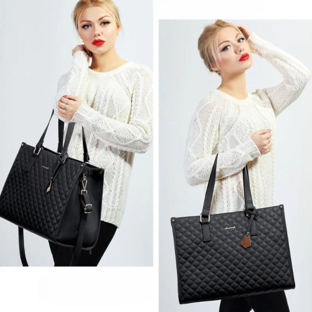 All-in-One Work Quilted Tote Bag with Clutch Purse