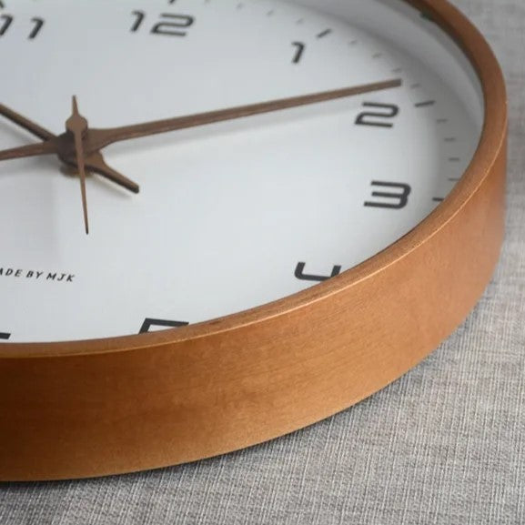 Circular Wooden Frame Wall Clock with Silent Movement
