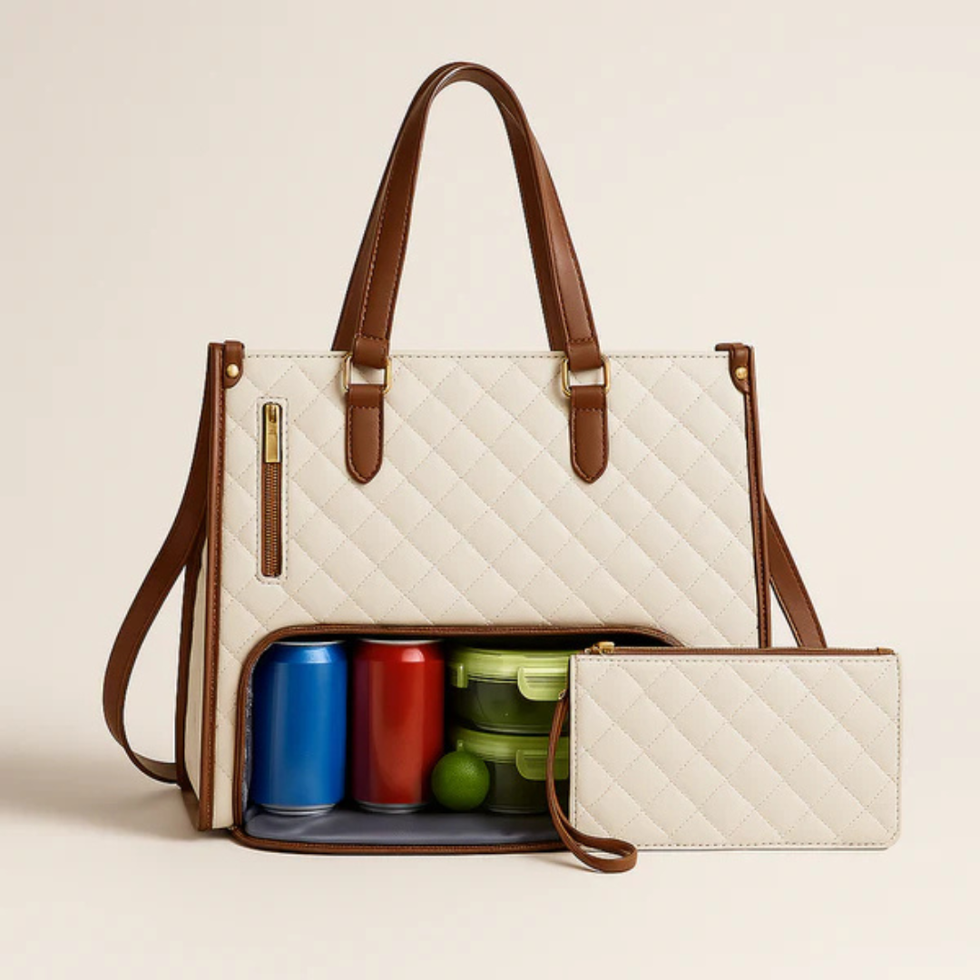 All-in-One Work Quilted Tote Bag with Clutch Purse