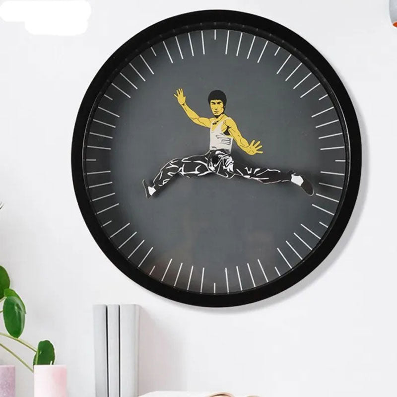 Circular Bruce Lee Kung Fu Wall Clock for Unique Home Decor