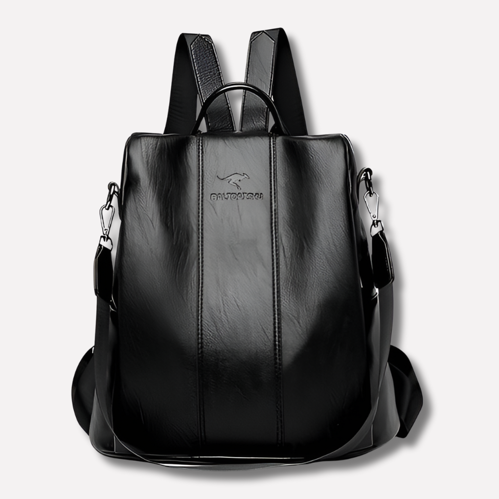 Anti Theft Leather Backpack for Women with Kangaroo Engrave