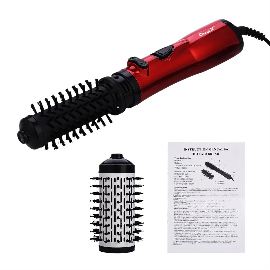 Auto-Rotating Ionic Round Brush Hair Styler with Dual Heat Settings