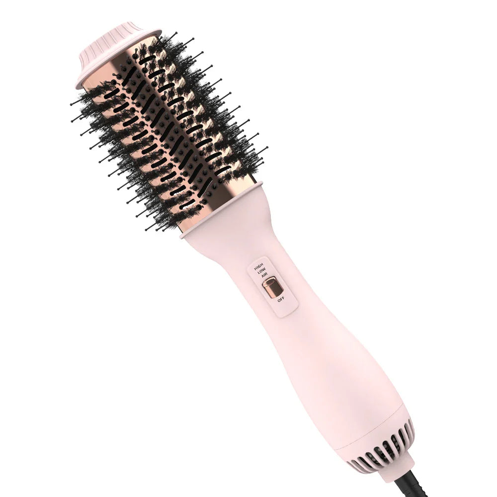 2-in-1 Hot Air Hair Brush with Volumizer and Curling Function