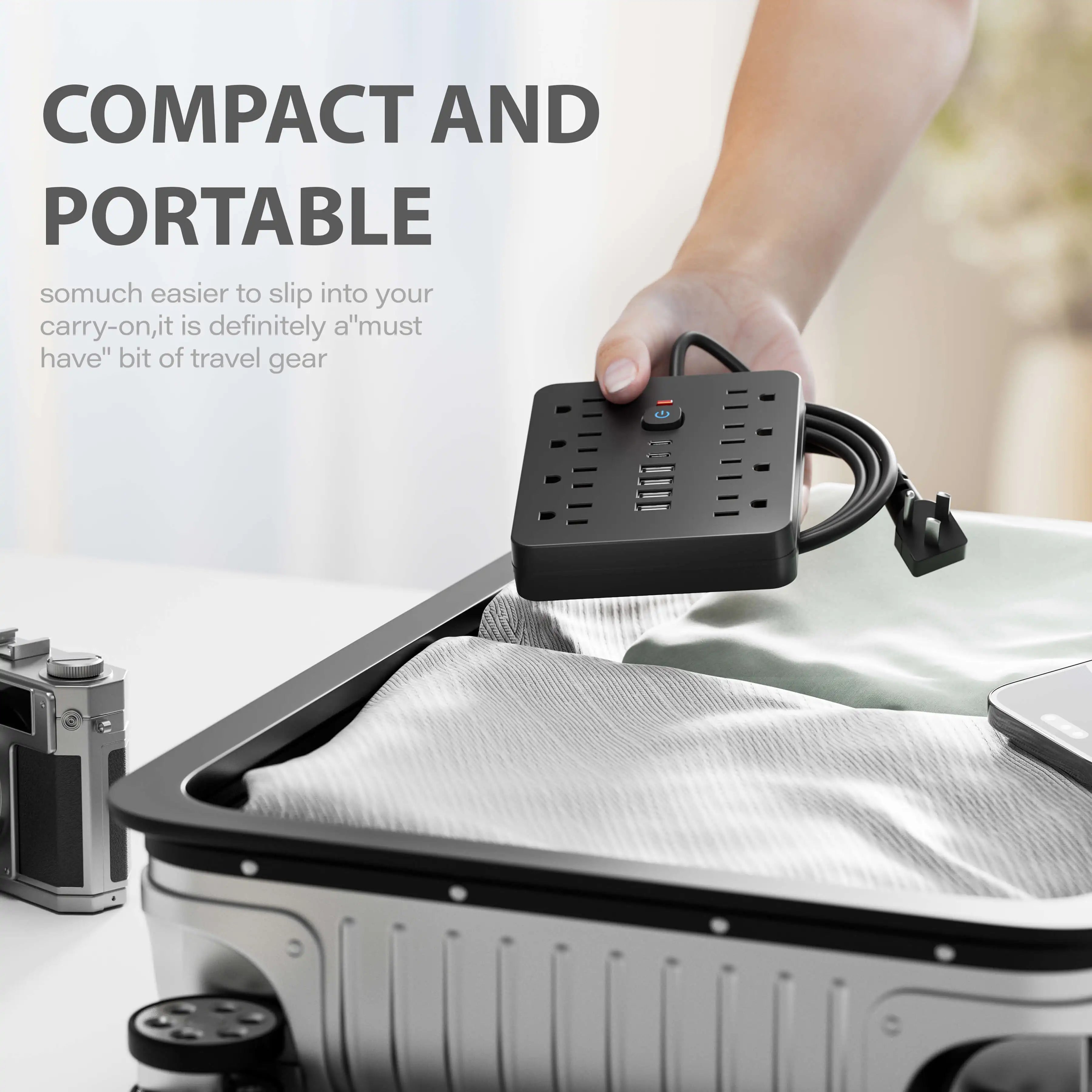 14-in-1 Power Outlet with Surge Protector and USB Ports