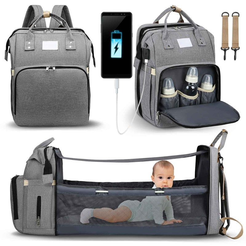 2-in-1 Baby Diaper Bag with Foldable Changing Pad