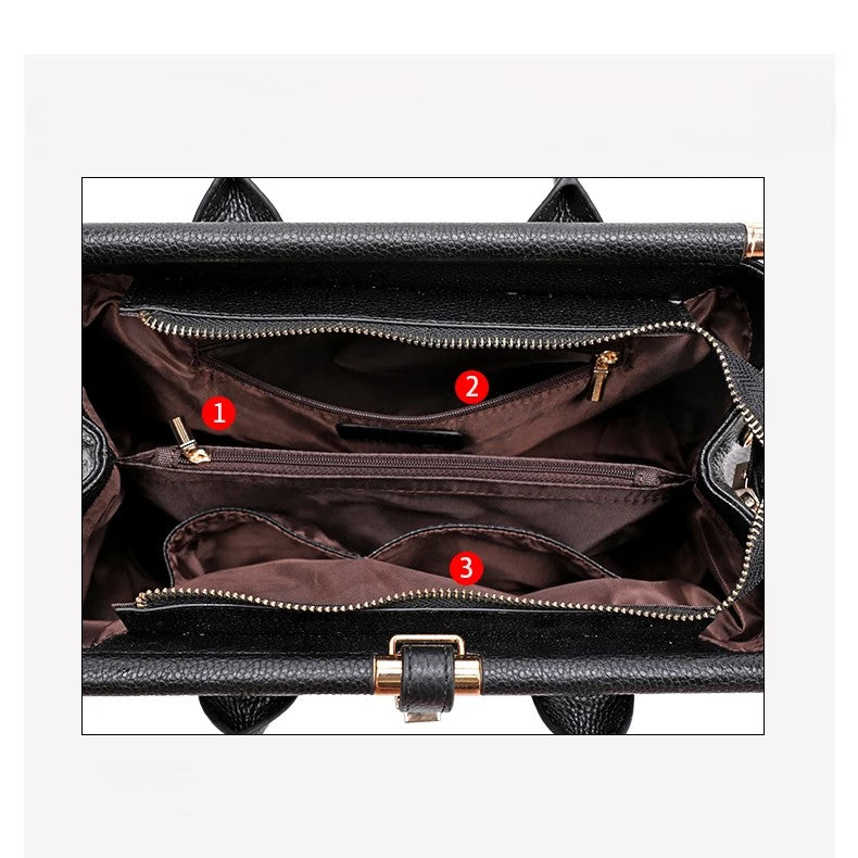 Alligator Texture Leather Tote Bag with Gold Hardware