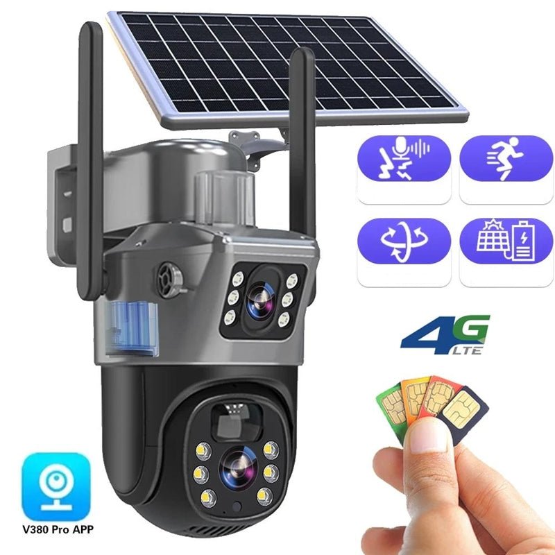 4K Solar Security Camera with Dual Lens and 360° View