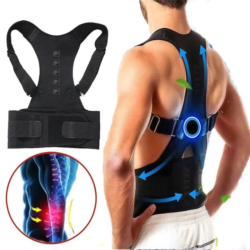 Adjustable Magnetic Back Support Brace with Posture Alignment