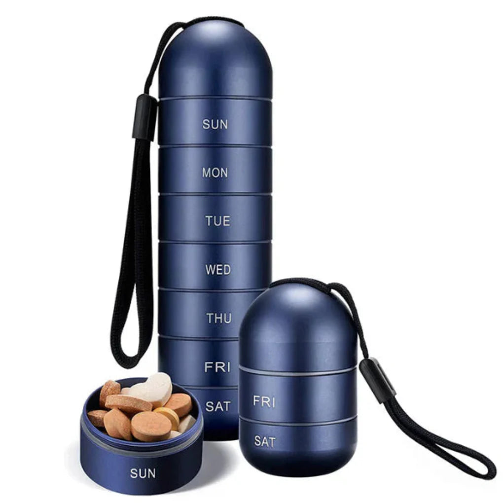 Aluminum 7-Day Portable Pill Organizer for Travel