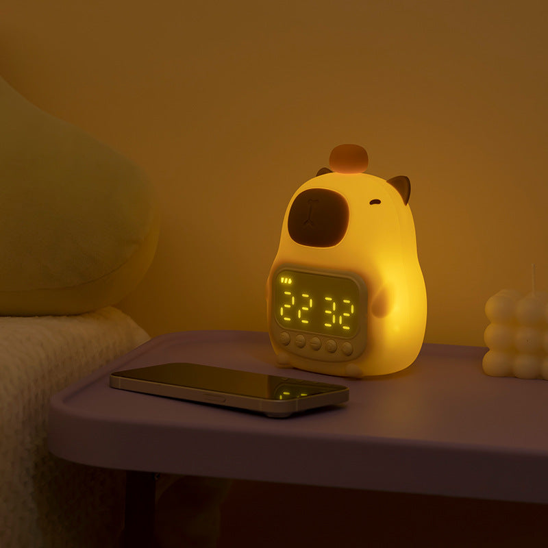 Capybara Night Light with LED Glow and Alarm Clock for Kids