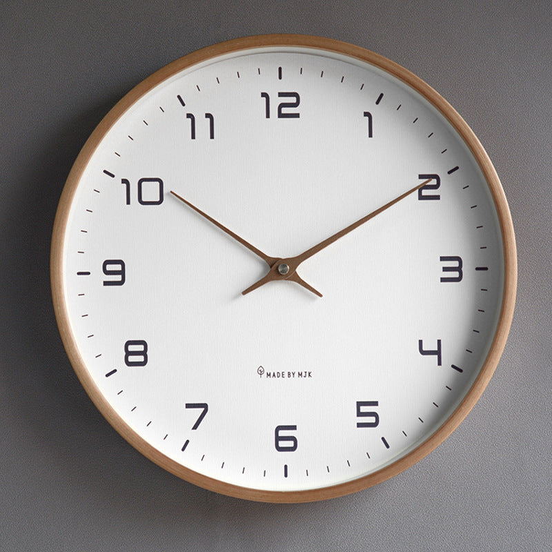 Circular Wooden Frame Wall Clock with Silent Movement