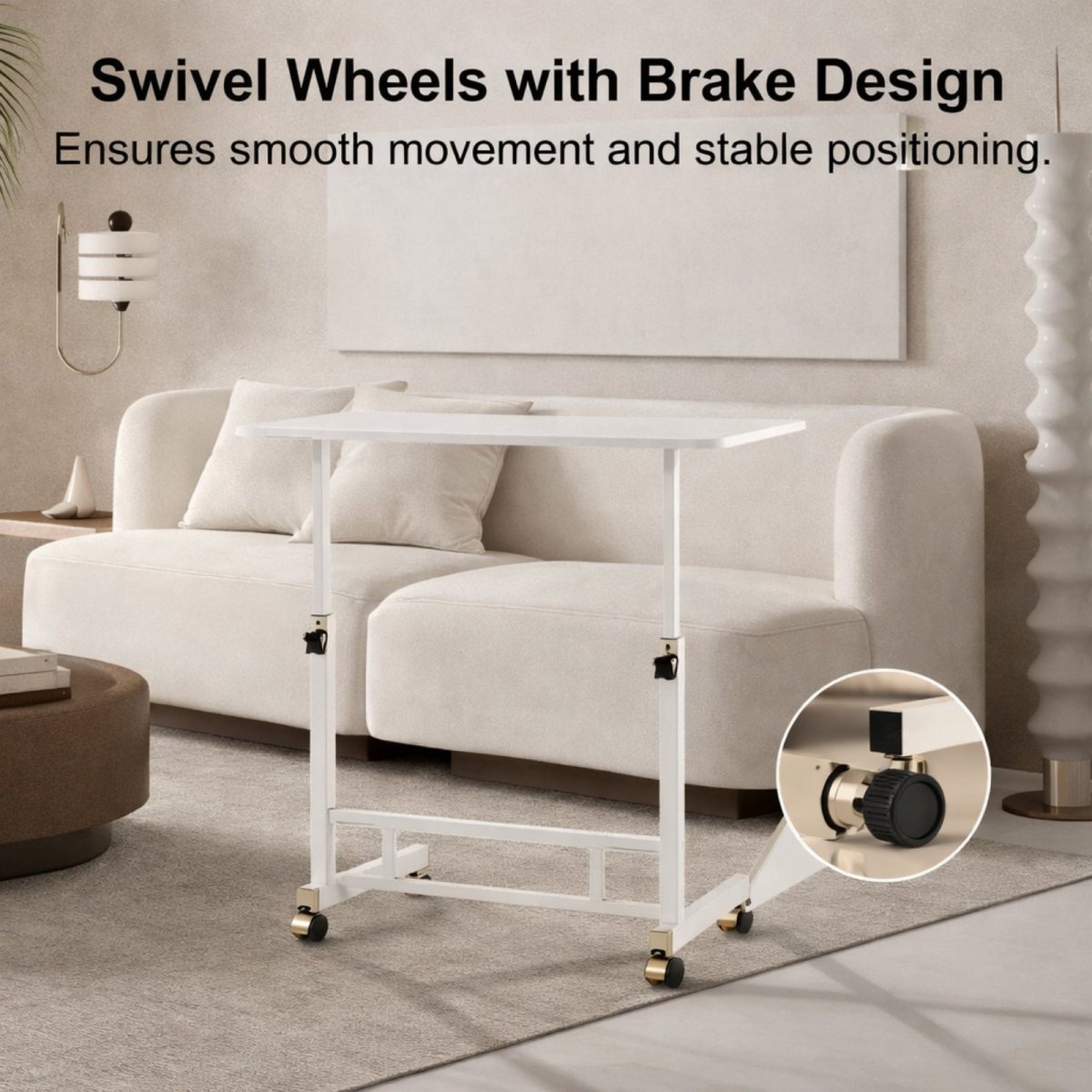 Adjustable Rolling Laptop Desk for Flexible Home and Office Use