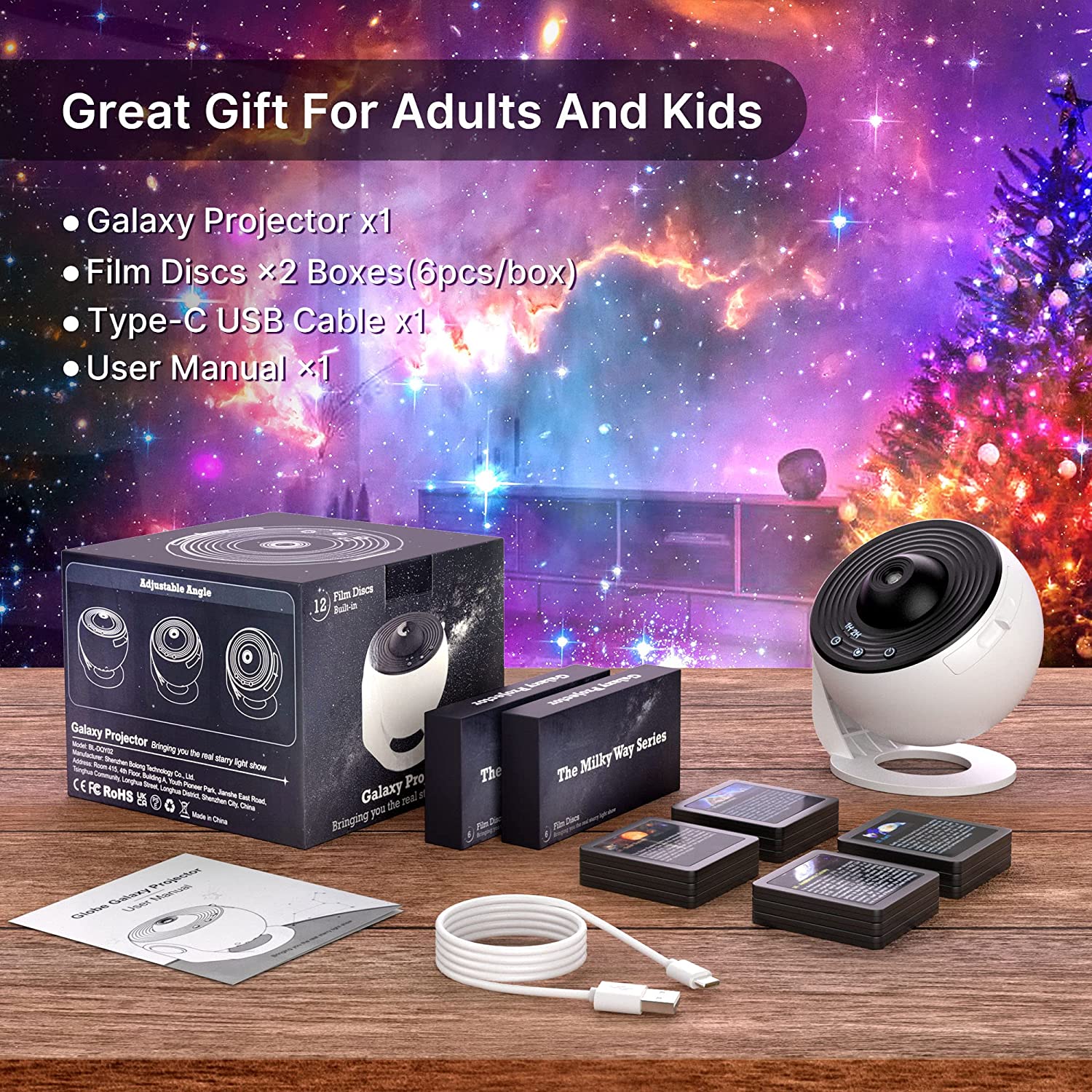 13-in-1 Galaxy Projector for Kids - Night Light