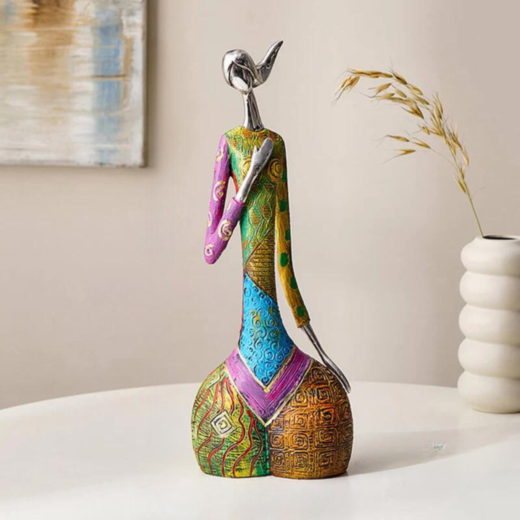 Colorful Abstract Female Resin Sculpture for Artistic Home Decor