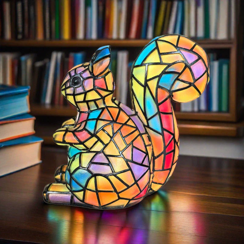 Animal Stained Glass Table Lamp with Multicolored
