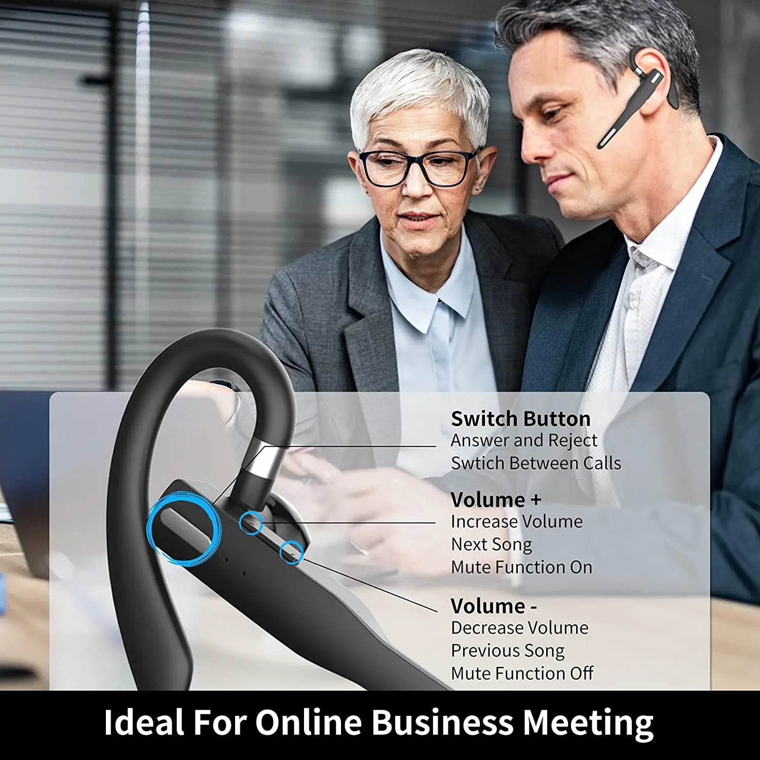 Bluetooth Business Headset with Noise Reduction