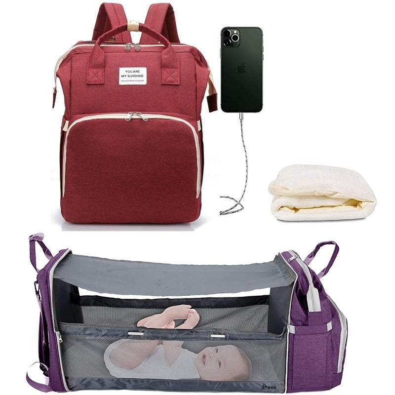 2-in-1 Baby Diaper Bag with Foldable Changing Pad