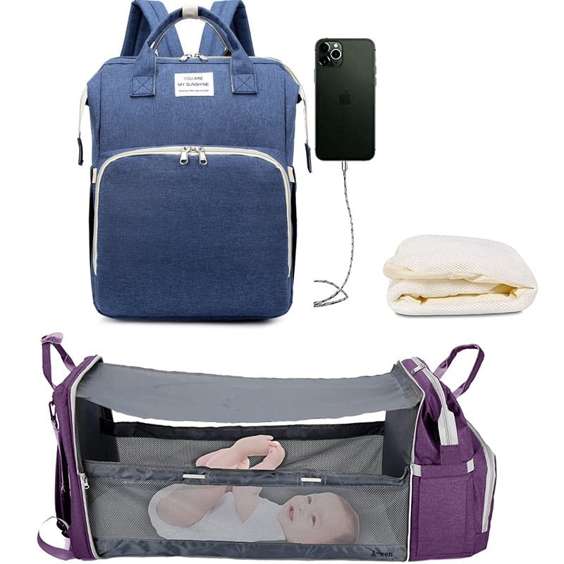 2-in-1 Baby Diaper Bag with Foldable Changing Pad