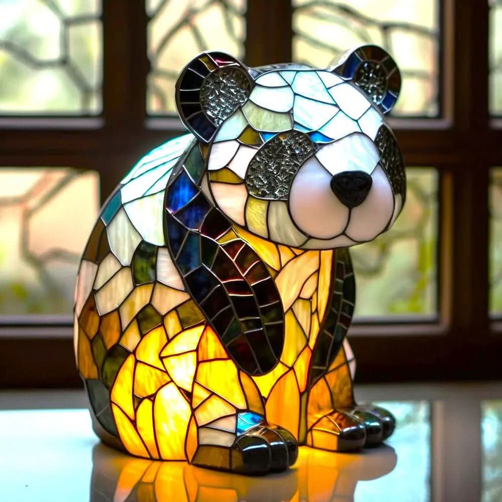 Animal Stained Glass Table Lamp with Multicolored