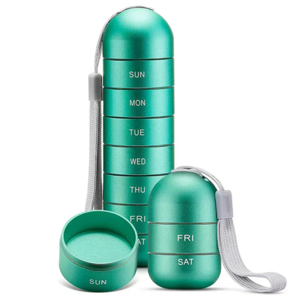 Aluminum 7-Day Portable Pill Organizer for Travel