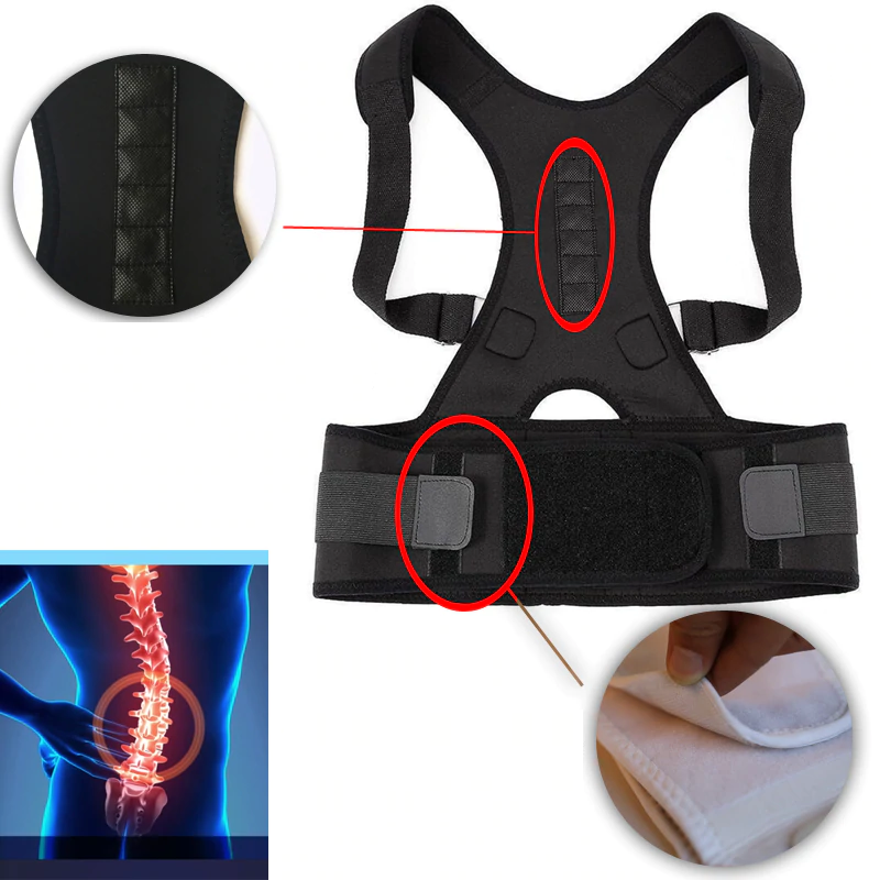 Adjustable Magnetic Back Support Brace with Posture Alignment