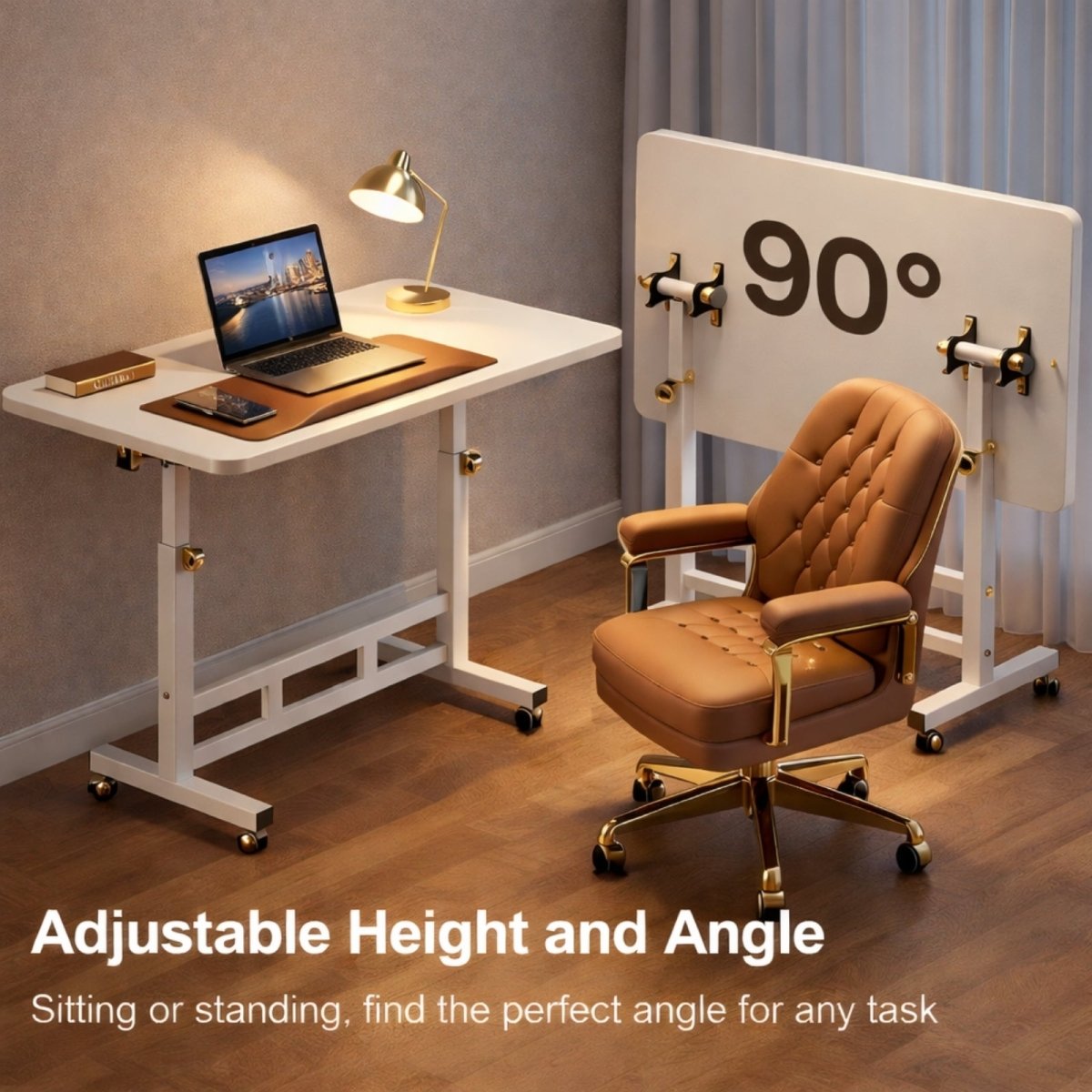 Adjustable Rolling Laptop Desk for Flexible Home and Office Use