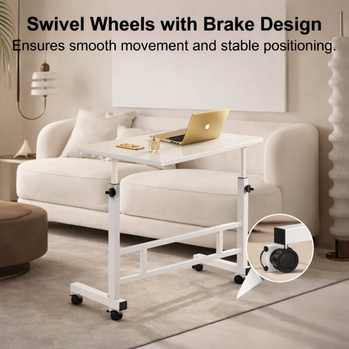 Adjustable Rolling Laptop Desk for Flexible Home and Office Use